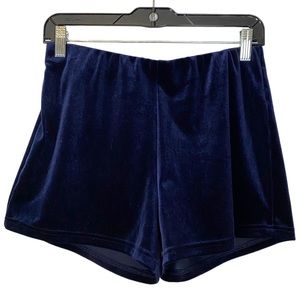 Glamorous Navy Blue Velvet High Waisted Shorts Size S